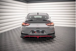 Street Pro Rear Side Splitters + Flaps Hyundai I30 Fastback N-Line Mk3 Facelift - Black + Gloss Flaps