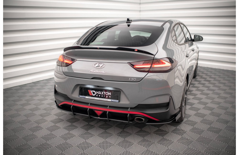 Street Pro Rear Side Splitters + Flaps Hyundai I30 Fastback N-Line Mk3 Facelift - Black + Gloss Flaps