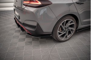 Street Pro Rear Side Splitters + Flaps Hyundai I30 Fastback N-Line Mk3 Facelift - Black + Gloss Flaps