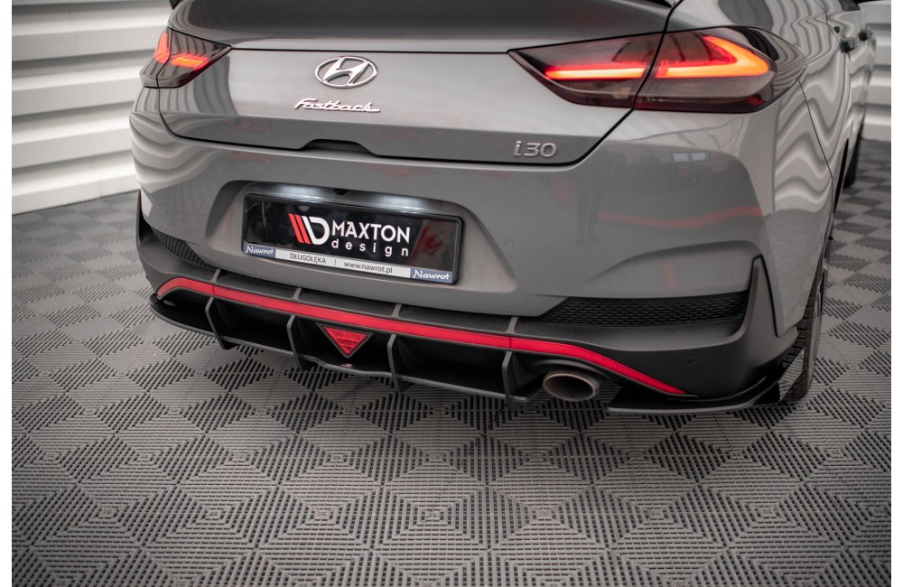 Street Pro Rear Side Splitters + Flaps Hyundai I30 Fastback N-Line Mk3 Facelift - Black + Gloss Flaps