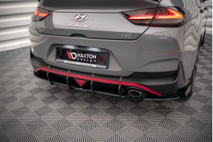 Street Pro Rear Side Splitters + Flaps Hyundai I30 Fastback N-Line Mk3 Facelift - Black + Gloss Flaps