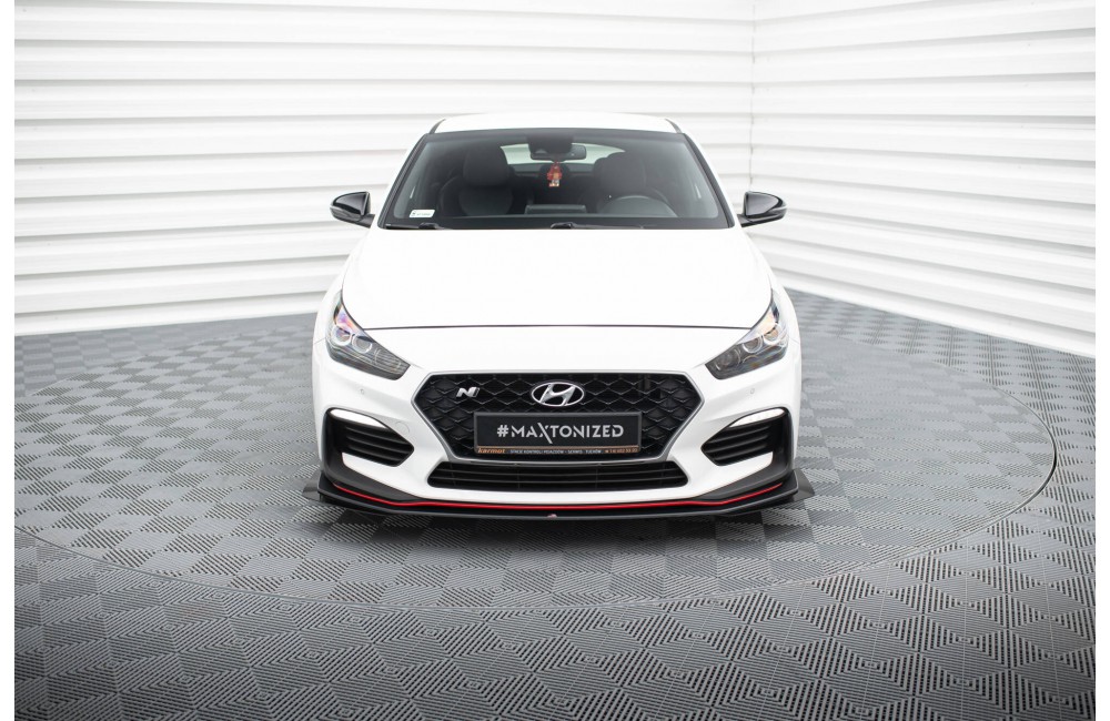 Street Pro Front Splitter + Flaps Hyundai I30 N Mk3 Hatchback / Fastback - Black + Gloss Flaps
