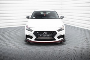 Street Pro Front Splitter + Flaps Hyundai I30 N Mk3 Hatchback / Fastback - Black + Gloss Flaps