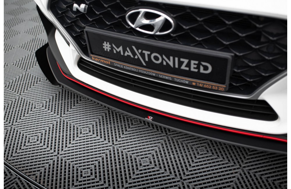 Street Pro Front Splitter + Flaps Hyundai I30 N Mk3 Hatchback / Fastback - Black + Gloss Flaps