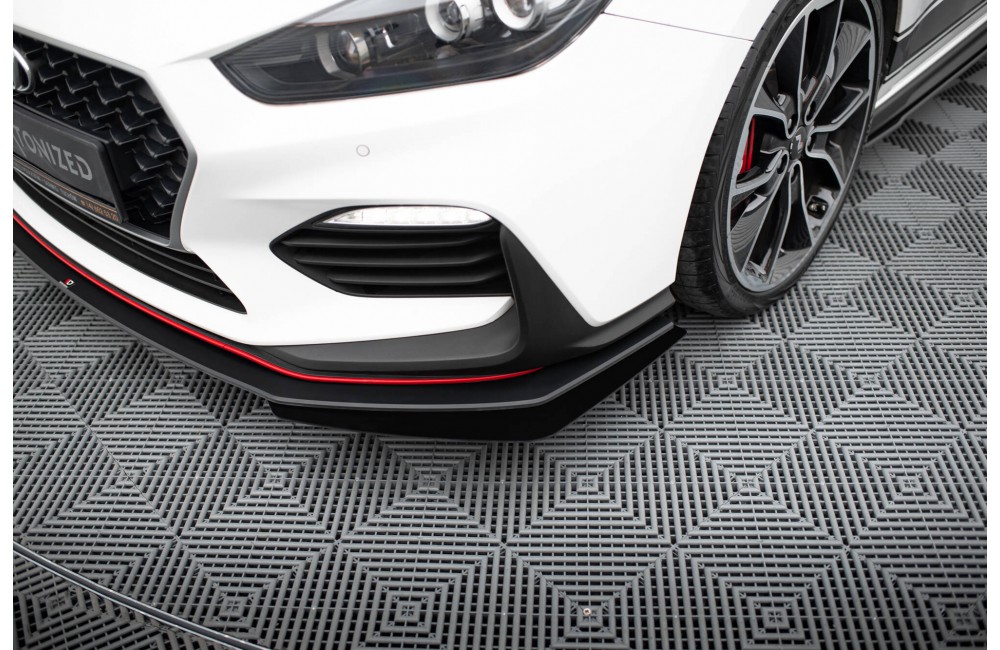Street Pro Front Splitter + Flaps Hyundai I30 N Mk3 Hatchback / Fastback - Black + Gloss Flaps