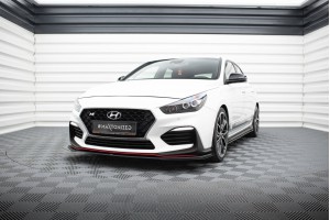 Street Pro Front Splitter + Flaps Hyundai I30 N Mk3 Hatchback / Fastback - Black + Gloss Flaps