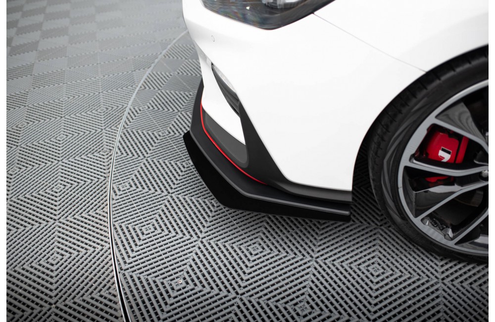 Street Pro Front Splitter + Flaps Hyundai I30 N Mk3 Hatchback / Fastback - Black + Gloss Flaps