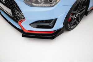 Street Pro Front Splitter + Flaps Hyundai Veloster N Mk2 - Black + Gloss Flaps