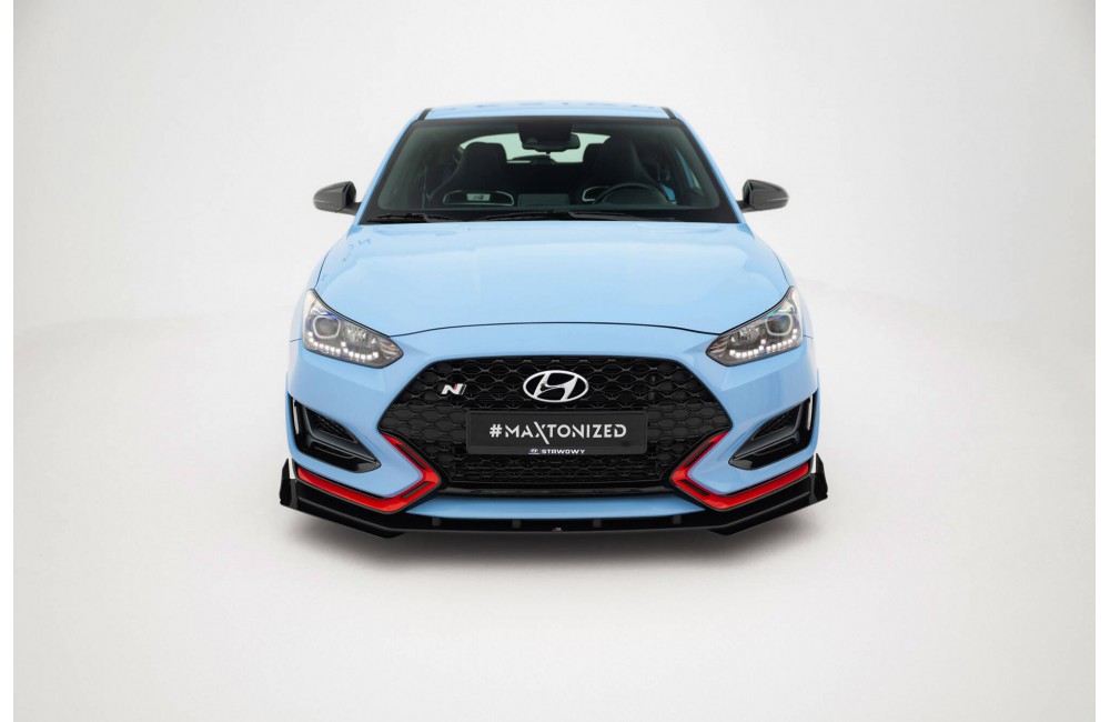 Street Pro Front Splitter + Flaps Hyundai Veloster N Mk2 - Black + Gloss Flaps