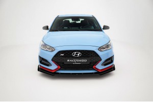 Street Pro Front Splitter + Flaps Hyundai Veloster N Mk2 - Black + Gloss Flaps