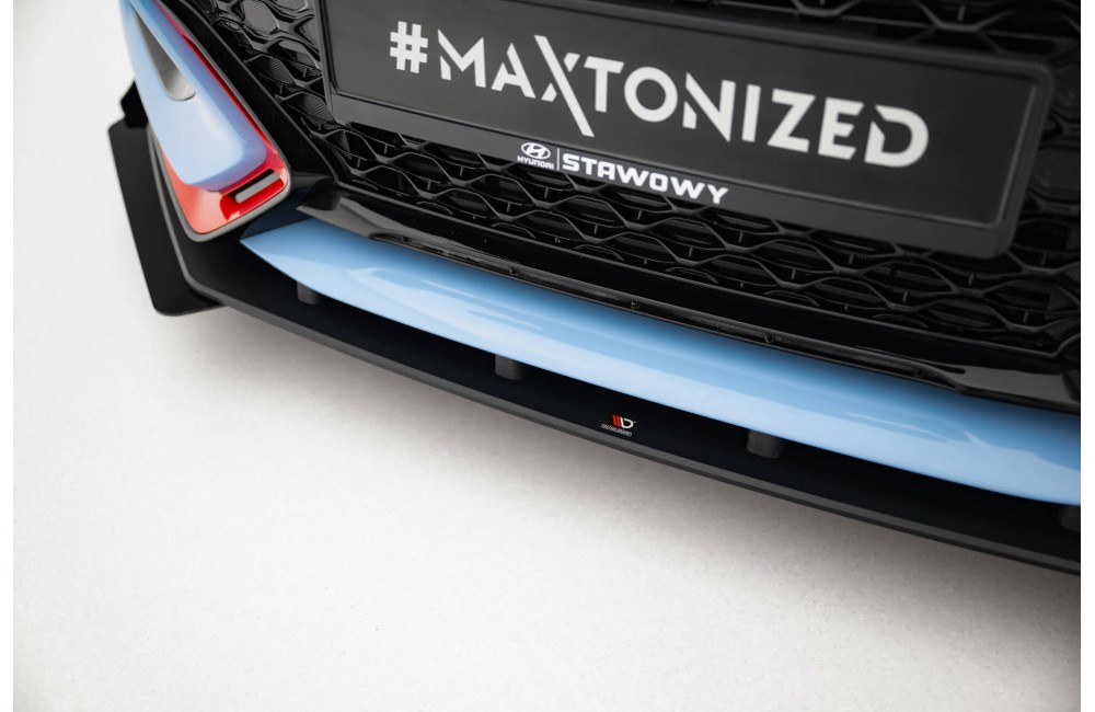Street Pro Front Splitter + Flaps Hyundai Veloster N Mk2 - Black + Gloss Flaps