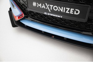 Street Pro Front Splitter + Flaps Hyundai Veloster N Mk2 - Black + Gloss Flaps