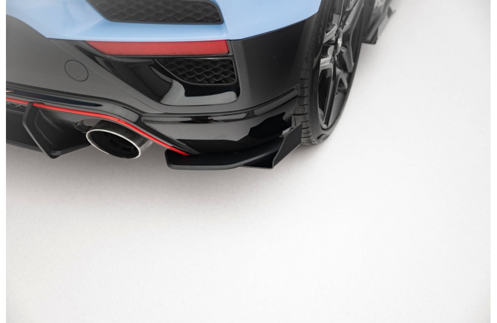 Street Pro Rear Side Splitters + Flaps Hyundai Veloster N Mk2 - Black + Gloss Flaps