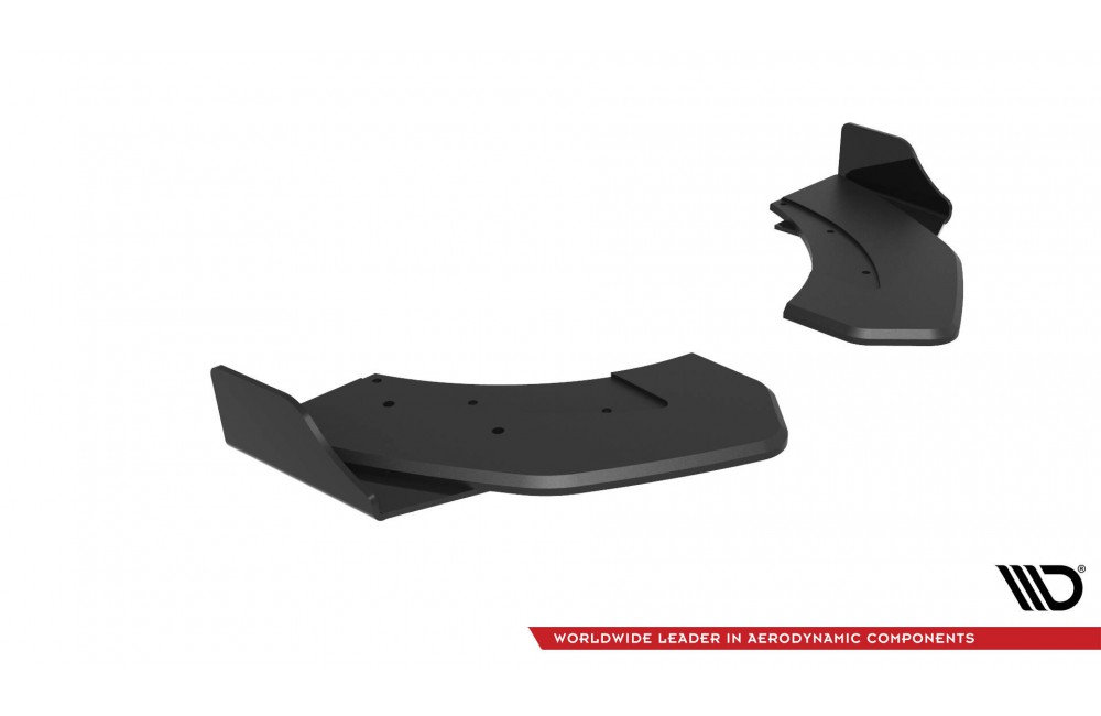 Street Pro Rear Side Splitters + Flaps Hyundai Veloster N Mk2 - Black + Gloss Flaps