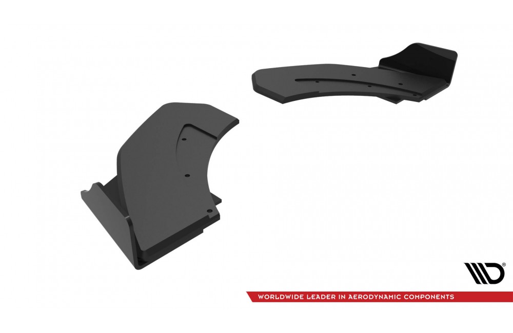 Street Pro Rear Side Splitters + Flaps Hyundai Veloster N Mk2 - Black + Gloss Flaps