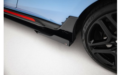 Street Pro Side Skirts Diffusers + Flaps Hyundai Veloster N Mk2 - Black + Gloss Flaps    