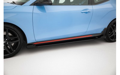 Street Pro Side Skirts Diffusers + Flaps Hyundai Veloster N Mk2 - Black + Gloss Flaps    