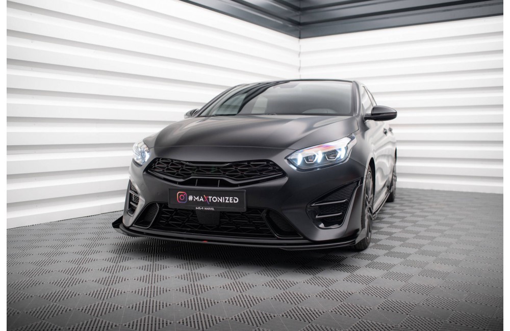 Street Pro Front Splitter + Flaps Kia Proceed GT Mk3 Facelift / Ceed GT / GT - Line Mk1 Facelift  - Black + Gloss Flaps