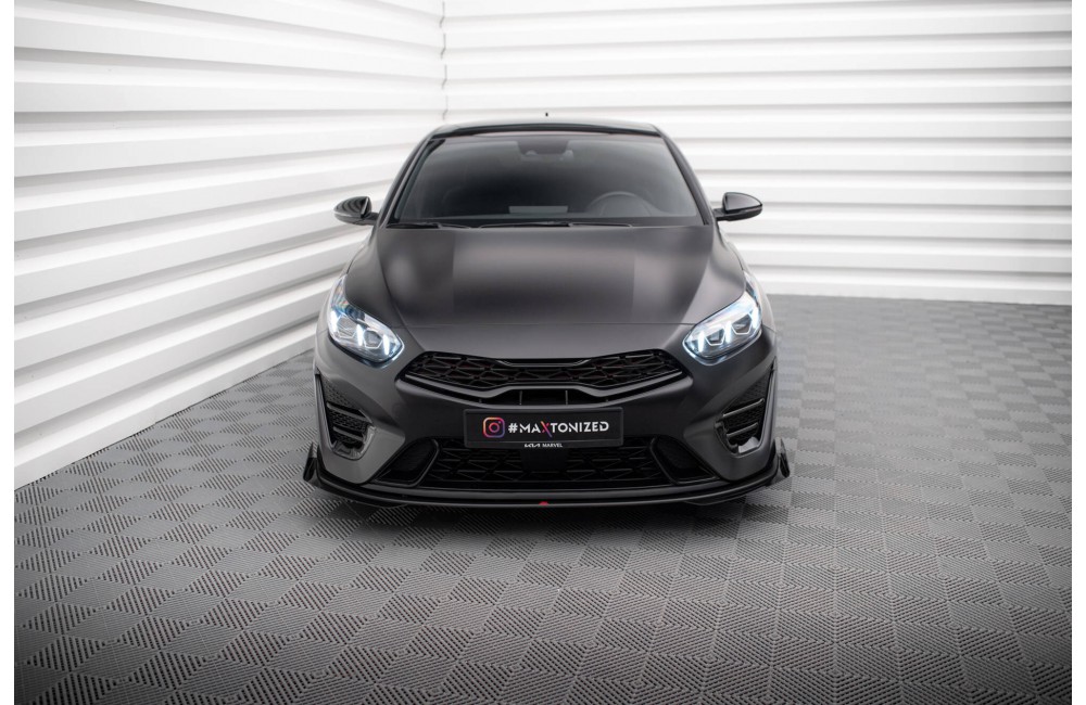 Street Pro Front Splitter + Flaps Kia Proceed GT Mk3 Facelift / Ceed GT / GT - Line Mk1 Facelift  - Black + Gloss Flaps