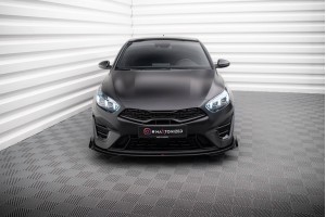 Street Pro Front Splitter + Flaps Kia Proceed GT Mk3 Facelift / Ceed GT / GT - Line Mk1 Facelift  - Black + Gloss Flaps