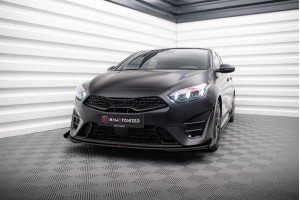 Street Pro Front Splitter + Flaps Kia Proceed GT Mk3 Facelift / Ceed GT / GT - Line Mk1 Facelift  - Black + Gloss Flaps