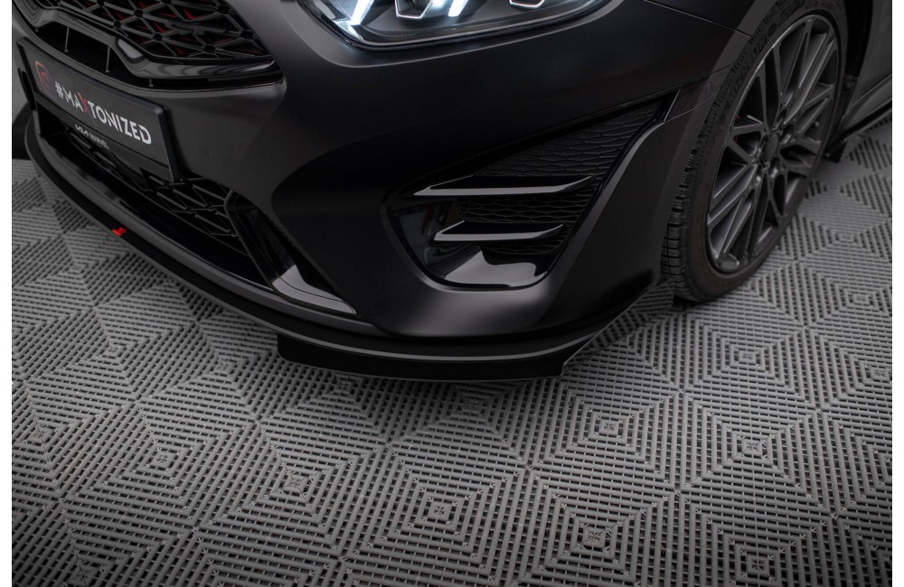 Street Pro Front Splitter + Flaps Kia Proceed GT Mk3 Facelift / Ceed GT / GT - Line Mk1 Facelift  - Black + Gloss Flaps