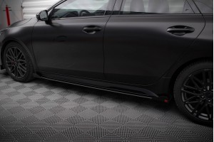 Street Pro Side Skirts Diffusers + Flaps Kia Proceed GT / GT-Line Mk1 Facelift / Ceed GT Mk3 Facelift  - Black + Gloss Flaps