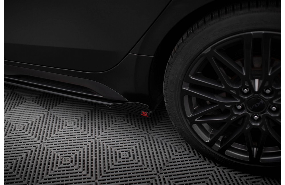 Street Pro Side Skirts Diffusers + Flaps Kia Proceed GT / GT-Line Mk1 Facelift / Ceed GT Mk3 Facelift  - Black + Gloss Flaps