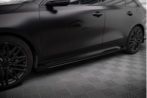 Street Pro Side Skirts Diffusers + Flaps Kia Proceed GT / GT-Line Mk1 Facelift / Ceed GT Mk3 Facelift  - Black + Gloss Flaps