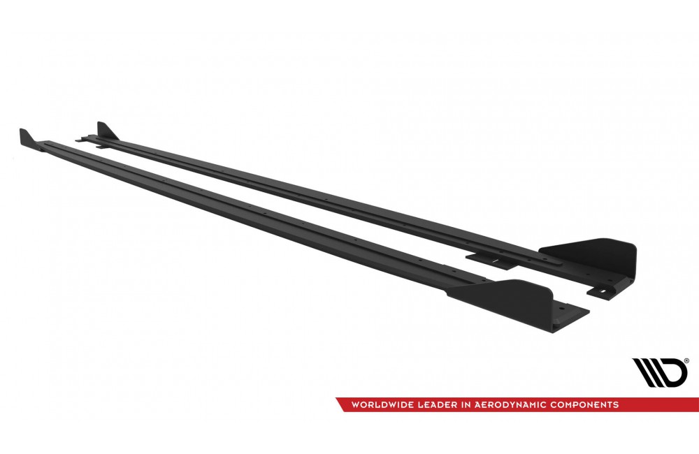 Street Pro Side Skirts Diffusers + Flaps Kia Proceed GT / GT-Line Mk1 Facelift / Ceed GT Mk3 Facelift  - Black + Gloss Flaps