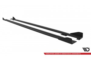 Street Pro Side Skirts Diffusers + Flaps Kia Proceed GT / GT-Line Mk1 Facelift / Ceed GT Mk3 Facelift  - Black + Gloss Flaps