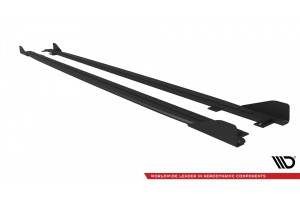 Street Pro Side Skirts Diffusers + Flaps Kia Proceed GT / GT-Line Mk1 Facelift / Ceed GT Mk3 Facelift  - Black + Gloss Flaps
