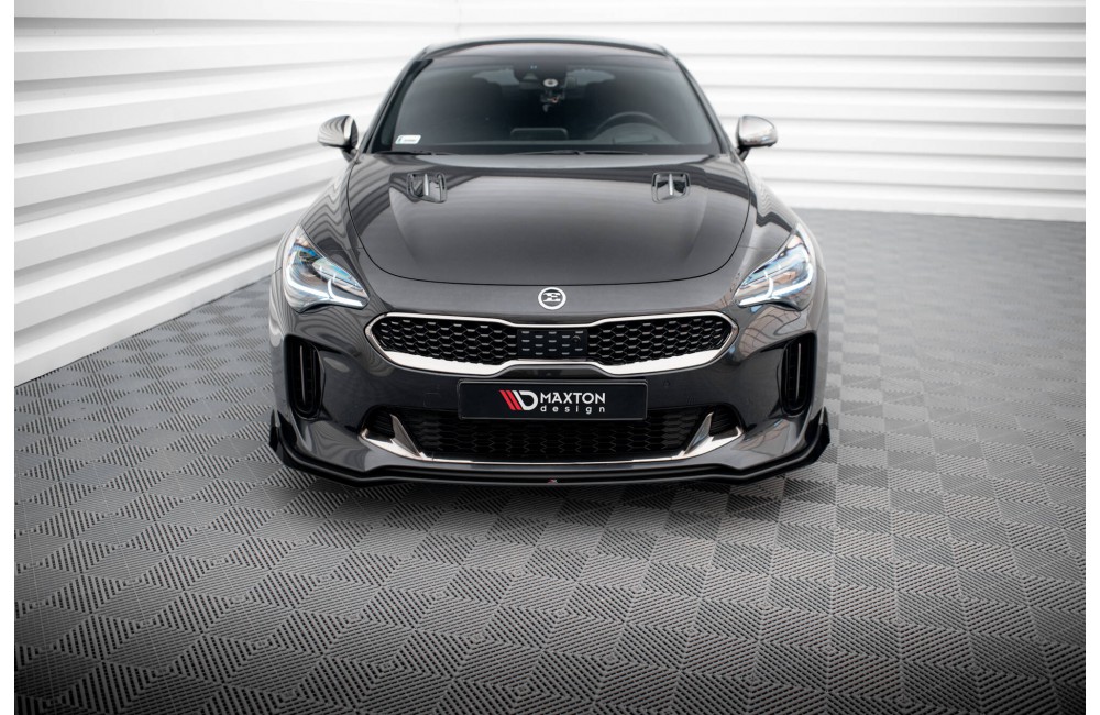 Street Pro Front Splitter + Flaps Kia Stinger GT / GT-Line / Standard Mk1 - Black + Gloss Flaps