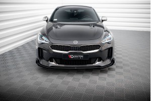 Street Pro Front Splitter + Flaps Kia Stinger GT / GT-Line / Standard Mk1 - Black + Gloss Flaps