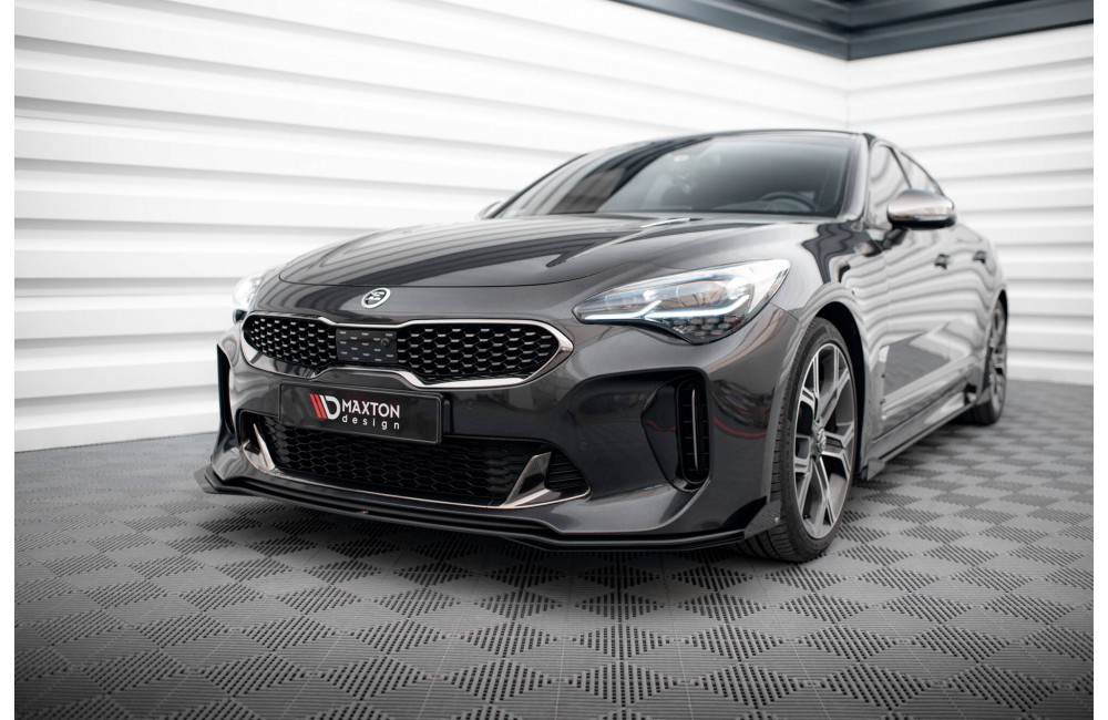 Street Pro Front Splitter + Flaps Kia Stinger GT / GT-Line / Standard Mk1 - Black + Gloss Flaps