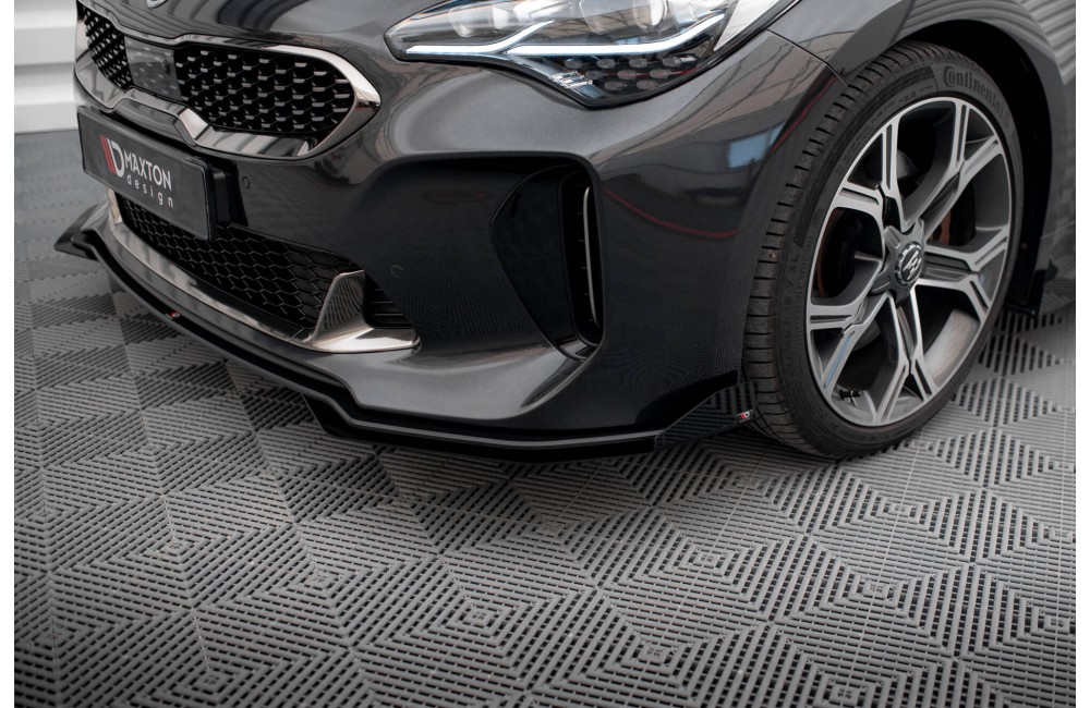 Street Pro Front Splitter + Flaps Kia Stinger GT / GT-Line / Standard Mk1 - Black + Gloss Flaps