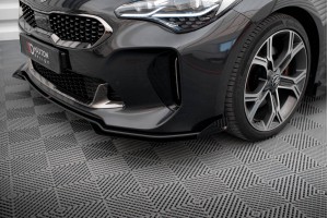 Street Pro Front Splitter + Flaps Kia Stinger GT / GT-Line / Standard Mk1 - Black + Gloss Flaps