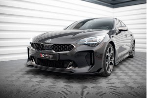 Street Pro Front Splitter + Flaps Kia Stinger GT / GT-Line / Standard Mk1 - Black + Gloss Flaps