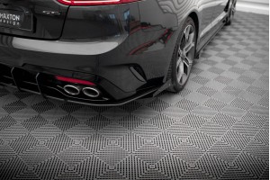 Street Pro Rear Side Splitters + Flaps Kia Stinger GT / GT-Line  Mk1 - Black + Gloss Flaps