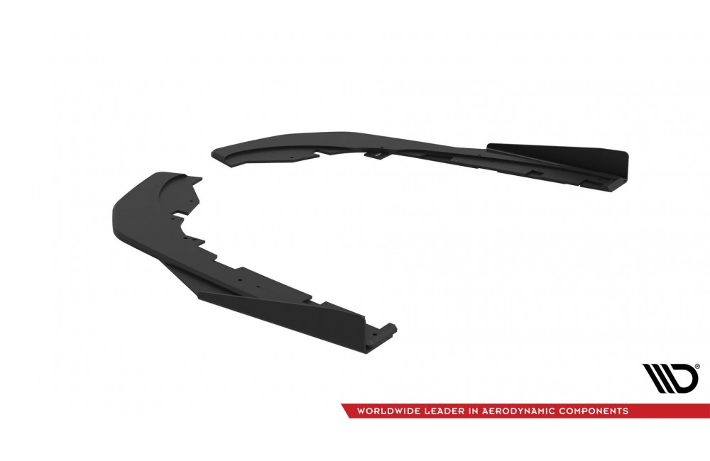 Street Pro Rear Side Splitters + Flaps Kia Stinger GT / GT-Line  Mk1 - Black + Gloss Flaps