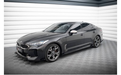 Street Pro Side Skirts Diffusers + Flaps Kia Stinger GT / GT-Line / Standard Mk1 - Black + Gloss Flaps    