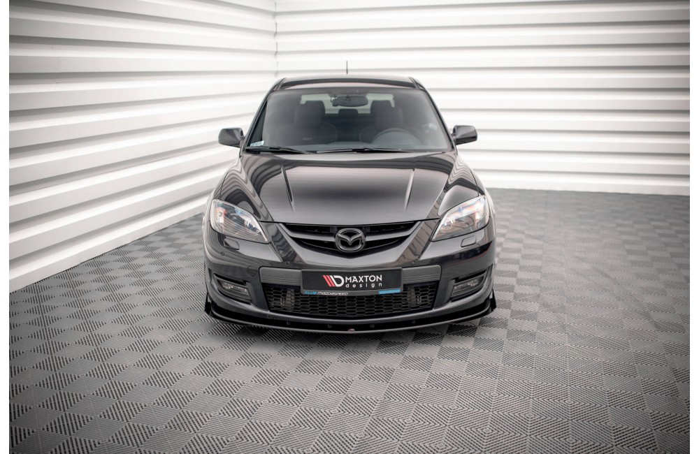 Street Pro Front Splitter V.1 + Flaps Mazda 3 MPS Mk1 - Black + Gloss Flaps