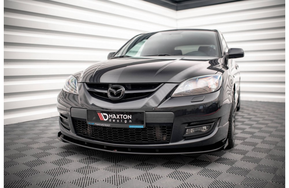 Street Pro Front Splitter V.1 + Flaps Mazda 3 MPS Mk1 - Black + Gloss Flaps