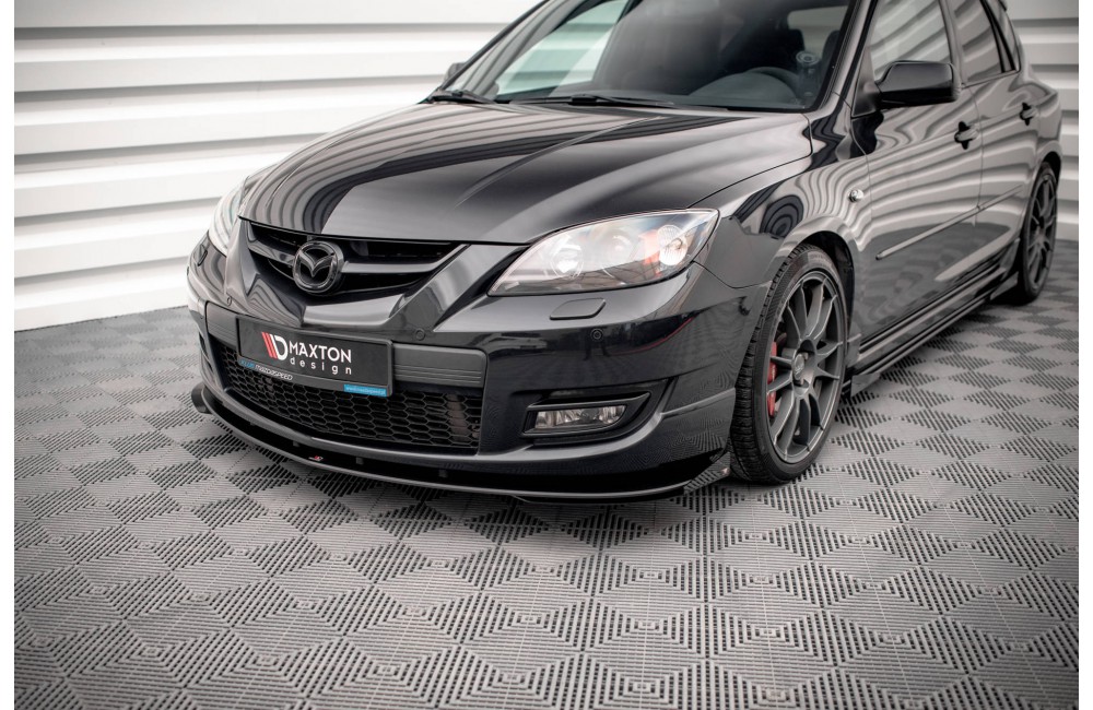 Street Pro Front Splitter V.1 + Flaps Mazda 3 MPS Mk1 - Black + Gloss Flaps