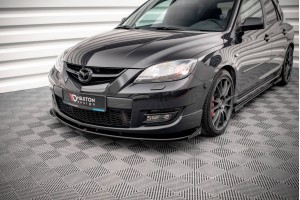 Street Pro Front Splitter V.1 + Flaps Mazda 3 MPS Mk1 - Black + Gloss Flaps