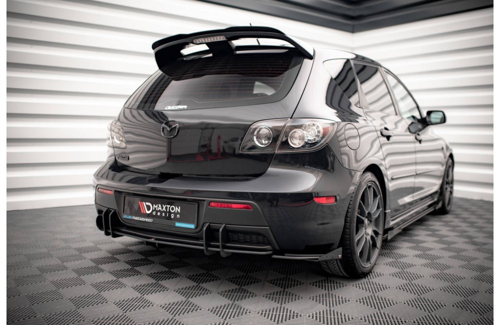 Street Pro Rear Side Splitters + Flaps Mazda 3 MPS Mk1 US-Spec Version - Black + Gloss Flaps