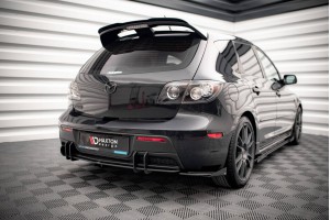 Street Pro Rear Side Splitters + Flaps Mazda 3 MPS Mk1 US-Spec Version - Black + Gloss Flaps