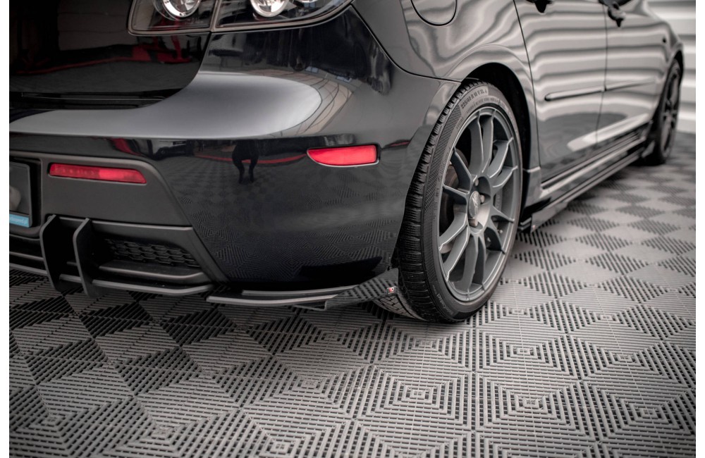 Street Pro Rear Side Splitters + Flaps Mazda 3 MPS Mk1 US-Spec Version - Black + Gloss Flaps