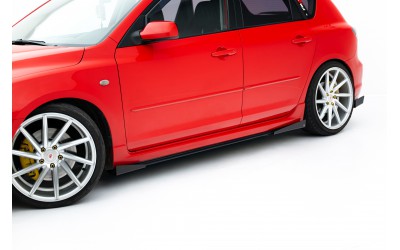 Street Pro Side Skirts Diffusers + Flaps Mazda 3 MPS Mk1 - Black + Gloss Flaps    