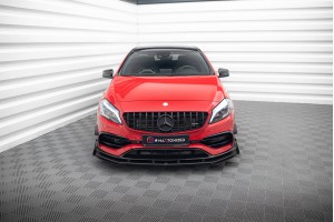 Street Pro Front Splitter + Flaps Mercedes-Benz A 45 AMG Aero W176 Facelift - Black + Gloss Flaps